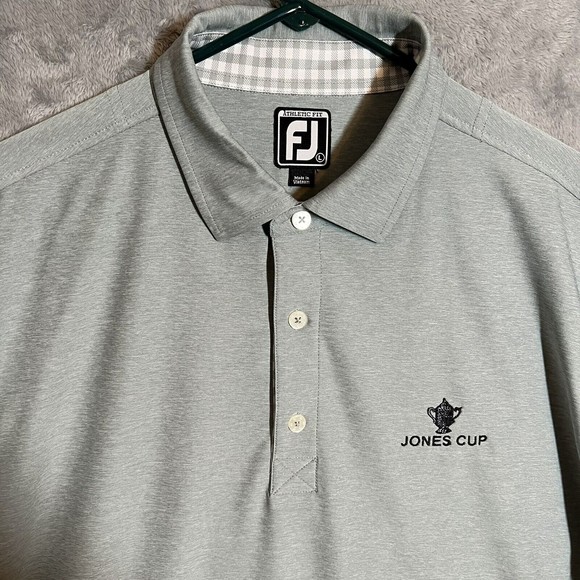 FootJoy Performane Shirt Men Large Gray Short Sleeve Polo Athletic Fit Jones Cup - Picture 1 of 9